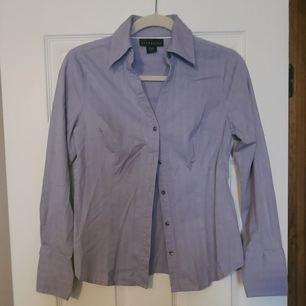 Blue Long Sleeve Button-Up Dress Shirt